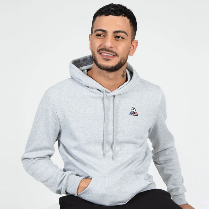 Le Coq Sportif Felpa da uomo con cappuccio ESS N°1 M 2210364 grigio melange