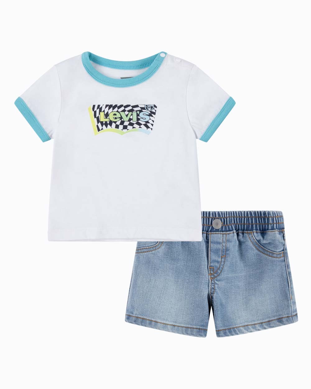 Levi&#39;s Kids completino infant T-shirt e Short in jeans 6EH020-W1T bright white