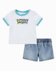 Levi's Kids completino infant T-shirt e Short in jeans 6EH020-W1T bright white