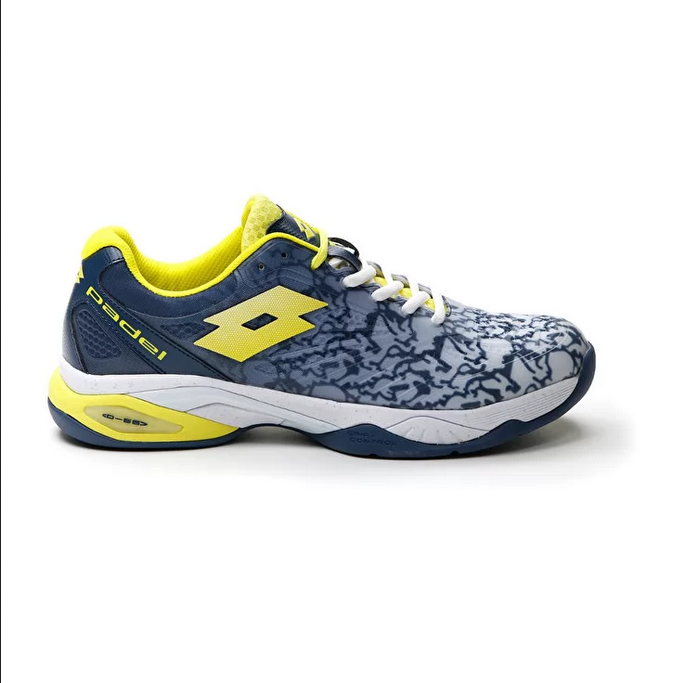 Lotto Scarpa da Padel da uomo Superrapida 200 III 217299 9FS all white-acid yellow-dark denim frontale