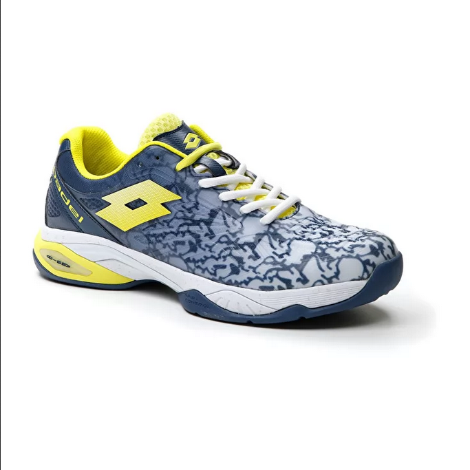 Lotto Scarpa da Padel da uomo Superrapida 200 III 217299 9FS all white-acid yellow-dark denim laterale
