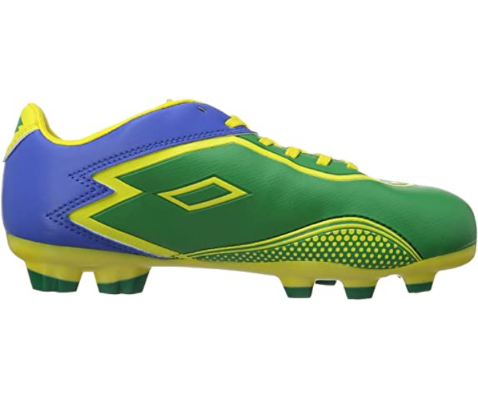 Lotto scarpa da calcio da ragazzo Zhero Gravity R0301 verde-giallo-blu frontale
