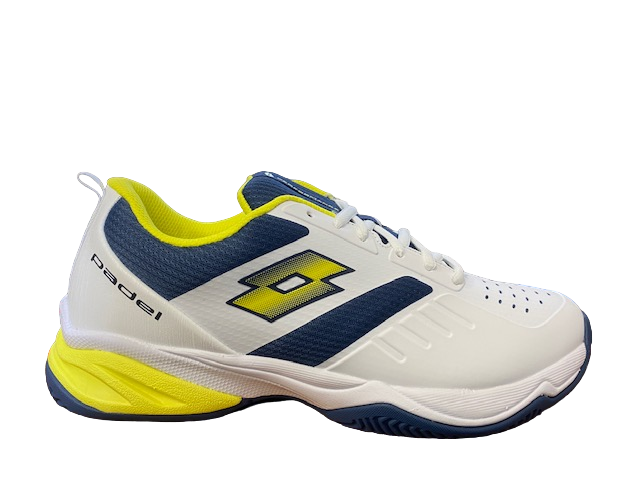 Lotto scarpa da padel da uomo Superrapida 400 IV 217300 9FS bianco giallo blu frontale