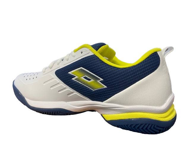 Lotto scarpa da padel da uomo Superrapida 400 IV 217300 9FS bianco giallo blu retro