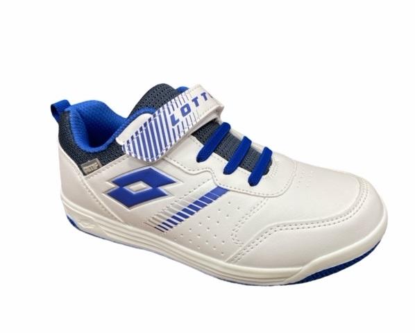 Lotto scarpa da tennis da bambino Set Ace AMF XVII CL SL 215954 1X5 bianco-blu laterale
