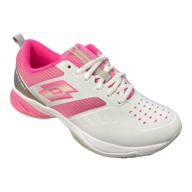 Lotto scarpa da tennis da donna Superrapida 400 IV 217302 8FU bianco-rosa laterale