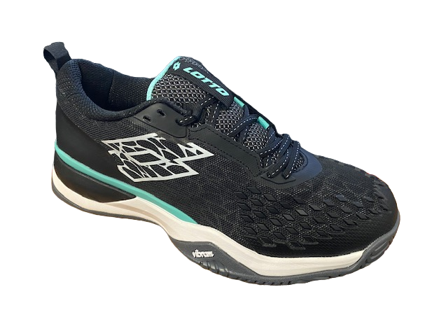 Lotto scarpa da tennis uomo Raptor Hyperpulse 100 SPD 215623 9FE all black-all white-green laterale