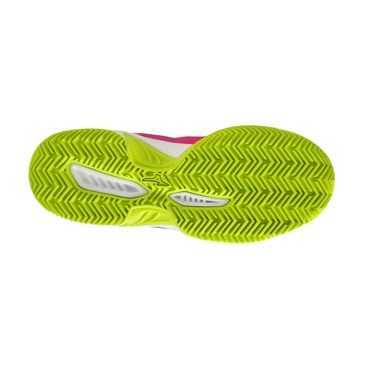 Mizuno Break Shot 4 61GB233666 scarpa da padel donna fuchsia giallo bianco vista battistrada ad alta aderenza