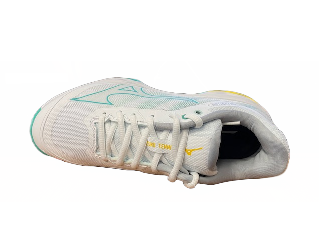 Mizuno Wave Exceed Light AC scarpa da tennis 61GA221923 white-turquoise-high visibility