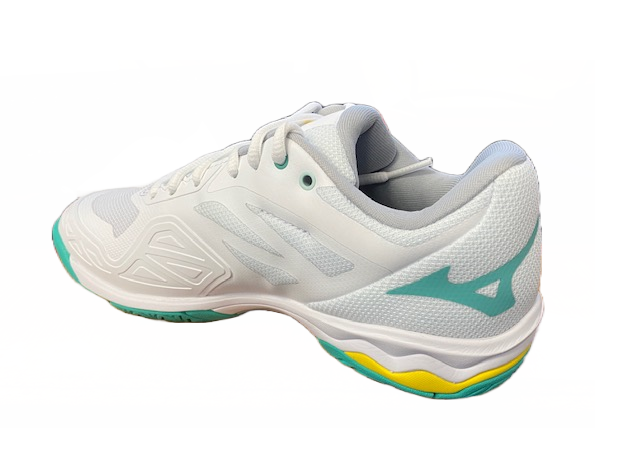 Mizuno Wave Exceed Light AC scarpa da tennis 61GA221923 white-turquoise-high visibility retro