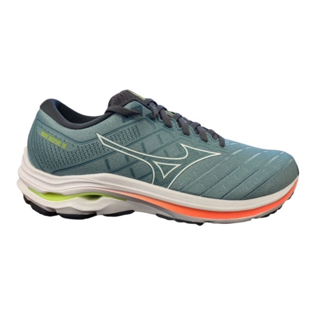 Scarpe da corsa Mizuno Wave Inspire 18 modello J1GC224401 colore blu sfumato bianco per uomo, vista laterale