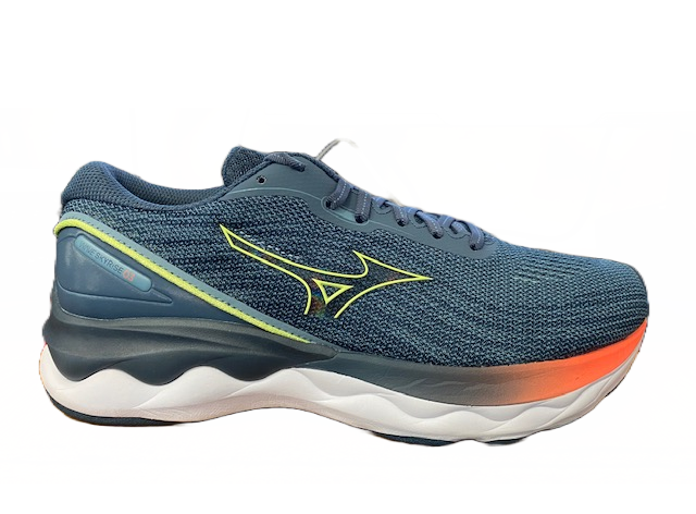 Mizuno Wave Skyrise 3 scarpa da corsa J1GC220981 smoke blue-neo lime-neon flame