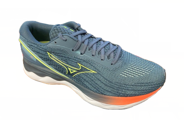 Mizuno Wave Skyrise 3 scarpa da corsa J1GC220981 smoke blue-neo lime-neon flame
