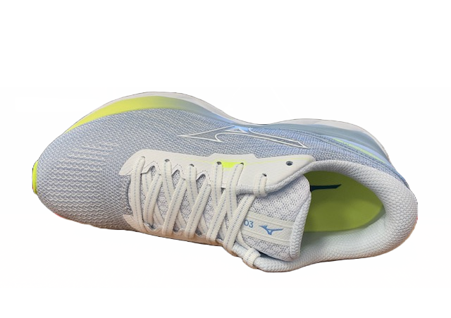 Mizuno Wave Skyrise 3 scarpa da corsa da donna J1GD220901 white-turquoise-high visibility