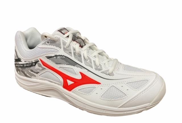 Mizuno scarpa da tennis Break Shot 3 AC 61GA214062 bianco rosso grigio laterale