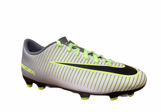Nike scarpa da calcio da ragazzo Mercurial Vortex III FG 831952 003 platino nero giallo laterale