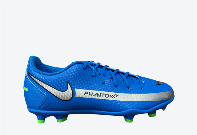 Nike scarpa da calcio da ragazzo Phantom GT Club FG/MG CK8479 400 blu-argento frontale