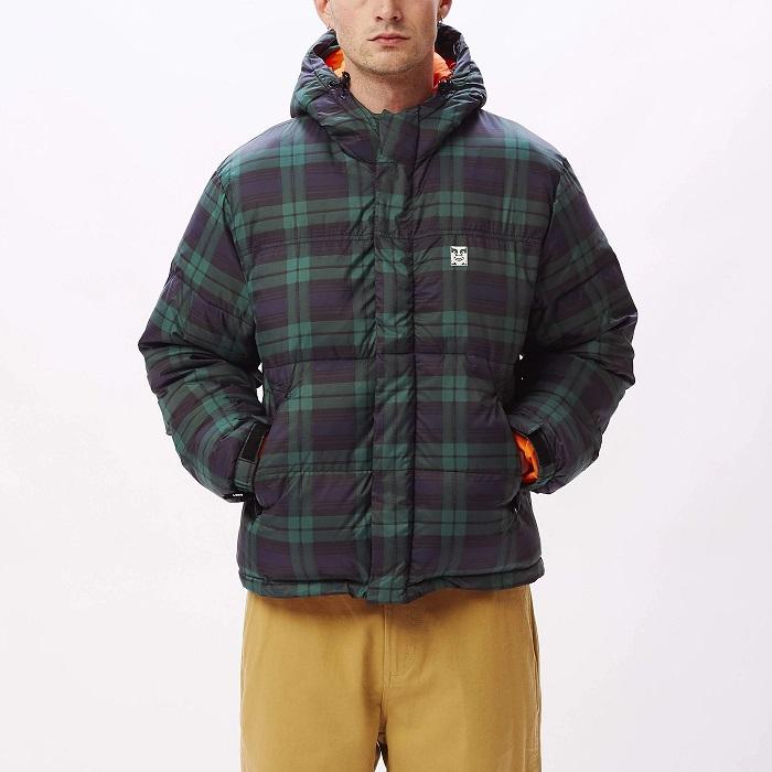 Obey Fellowship Puffer 121800434 Navy Multi - Giubbotto Uomo Cappuccio Quadri Imbottito Invernale modello