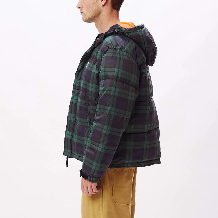 Obey Fellowship Puffer 121800434 Navy Multi - Giubbotto Uomo Cappuccio Quadri Imbottito Invernale vista laterale