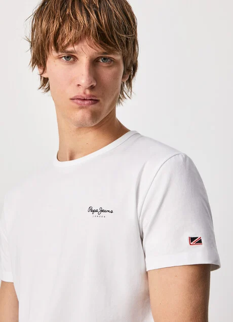 Pepe Jeans maglietta maniche corte da uomo con logo stampato Original Basic PM508212 800 bianco 1