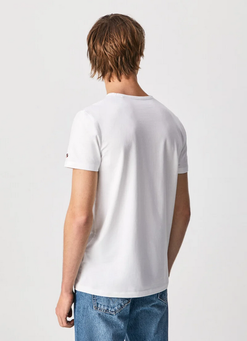 Pepe Jeans maglietta maniche corte da uomo con logo stampato Original Basic PM508212 800 bianco 2