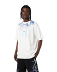 Phobia T-shirt unisex bianca con fulmini blu grigi azzurri PH00107BLGRLB