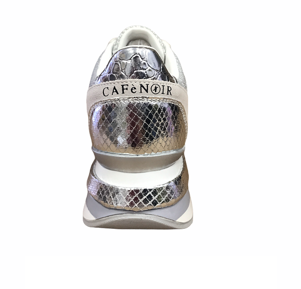 CafèNoir Sneaker Animalier e Zeppa DN1410 bianco argento