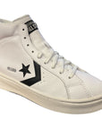Converse scarpa sneakers in pelle da donna Pro Leather Lift Hi 172386C bianco-nero