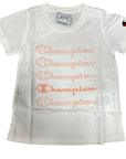 Champion maglietta maniche corte da bambina 404389 WW001 WHT bianco