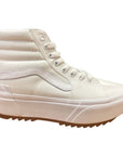 Vans scarpa sneakers da donna con zeppa in tela Sk8-Hi Stacked canvas VN0A4BTWL5R1 bianco