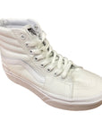 Vans scarpa sneakers da donna con zeppa in tela Sk8-Hi Stacked canvas VN0A4BTWL5R1 bianco