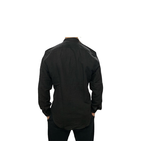 Censured camicia da uomo in lino collo coreana SM3693T LISM90 black