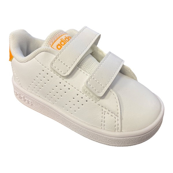 Adidas scarpa da bambino con strappo Advantage CF I GW0452 bianco arancione