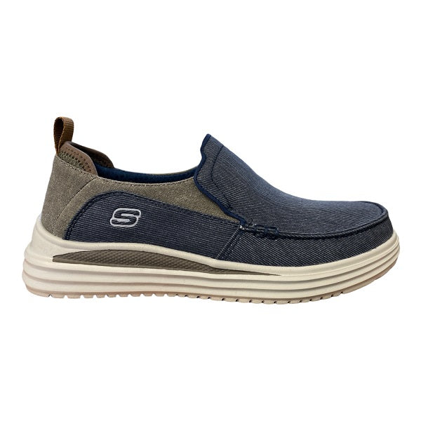 Skechers scarpa casual da uomo Proven Evers 204472/NVBR blu-marrone