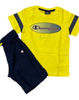 Champion completino da bambino T-shirt+Short 305986 YS002 BZY giallo-blu