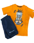 Champion Completino da ragazzo T-shirt manica corta e Pantaloncino 306050 OS017 SPO arancio blu