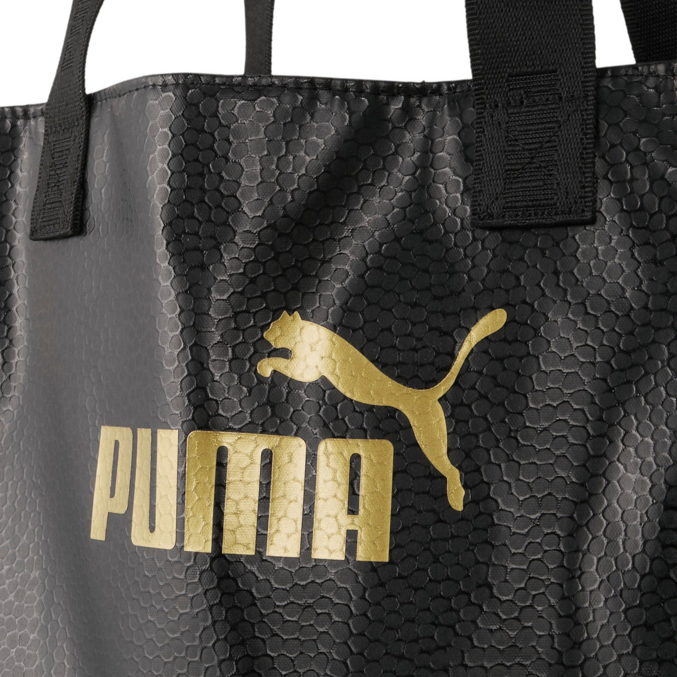 Borsa Puma Core Up Large Shopper 078301 01 nera - dettaglio manici e logo