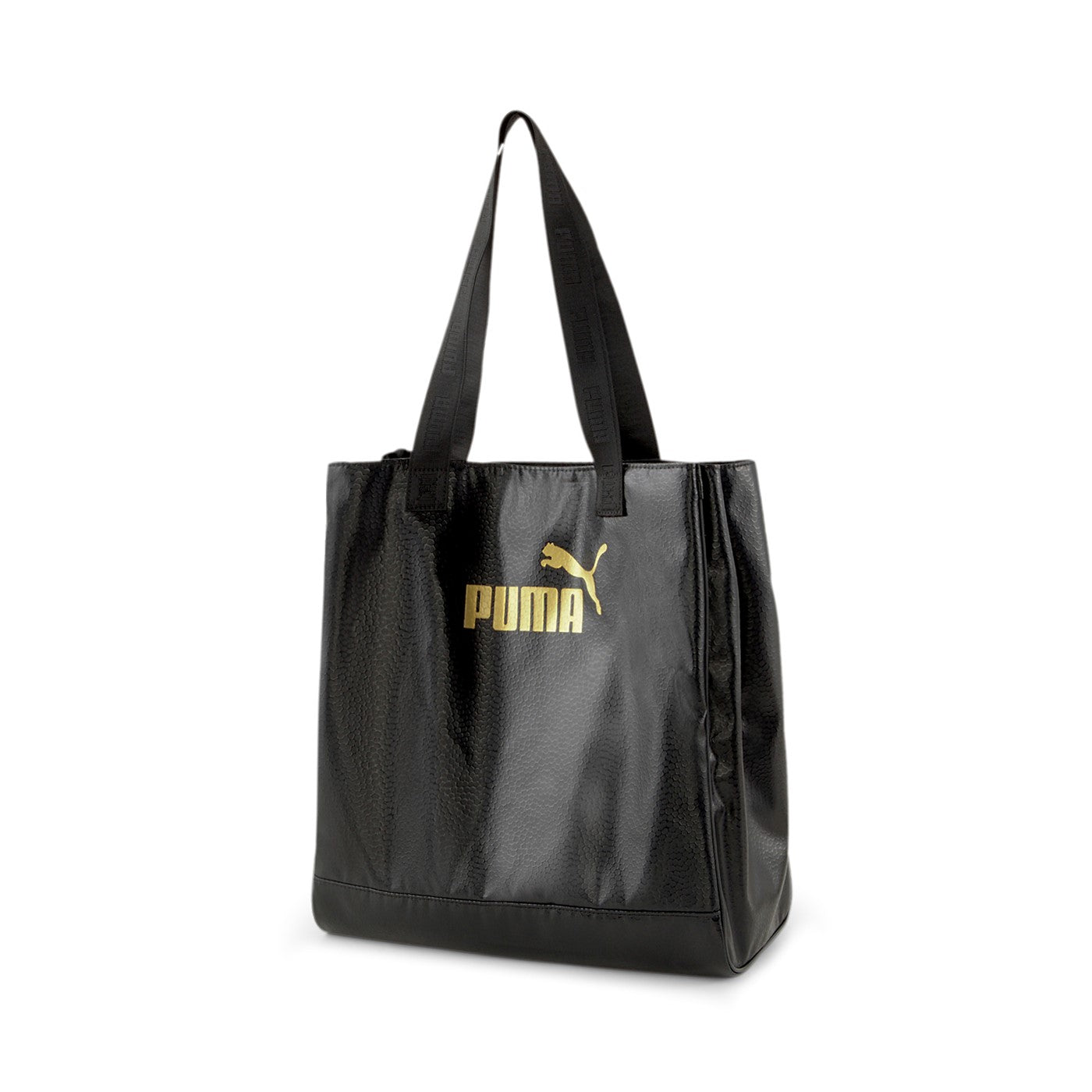 Borsa Puma Core Up Large Shopper 078301 01 nera da donna con logo iconico - vista frontale