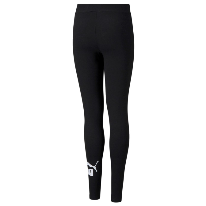 Pantalone sportivo Puma Logo Leggings 587035 01 nero per bambina e ragazza, vista frontale e dettagli