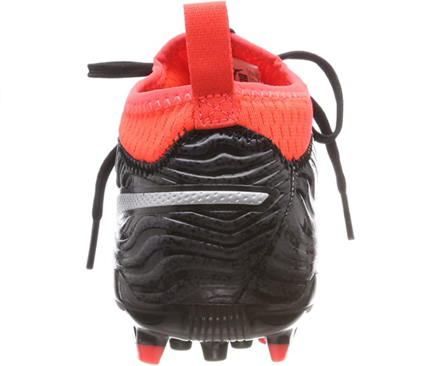 Puma scarpa da calcio con calzino da uomo One 18.3 104536 01 nero-argento-rosso retro