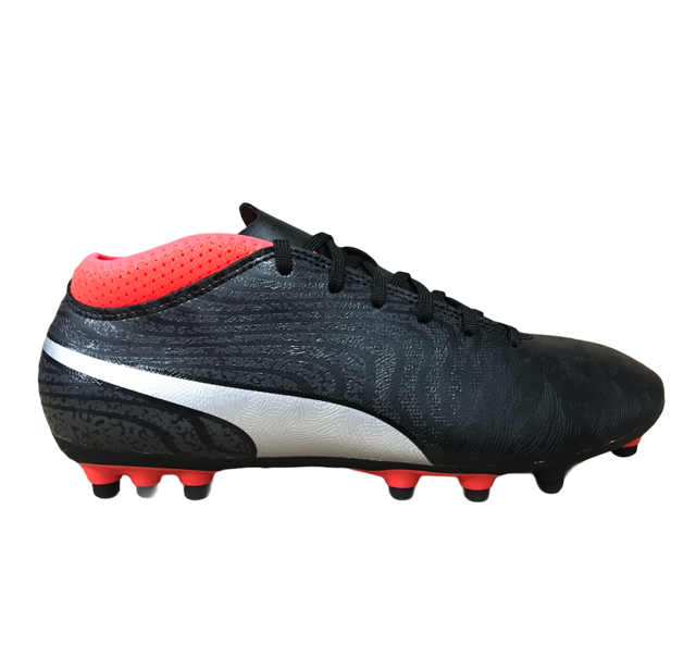 Puma scarpa da calcio da uomo One 18.4 AG 104553 01 nero argento rosso