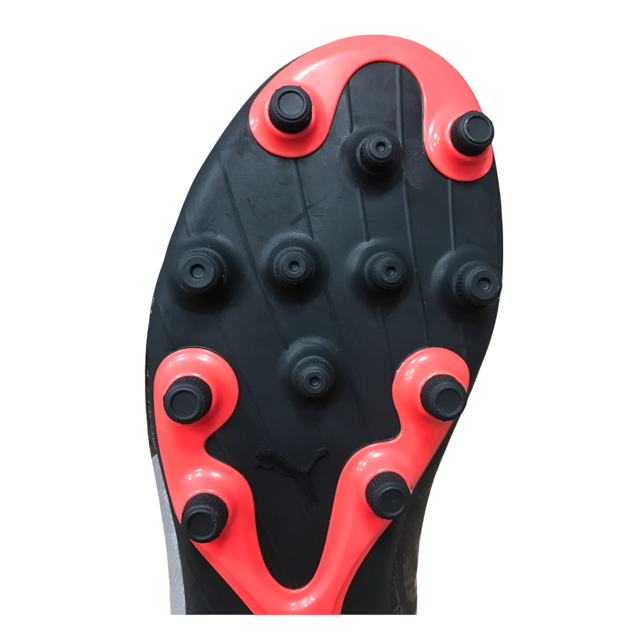 Puma scarpa da calcio da uomo One 18.4 AG 104553 01 nero argento rosso punta