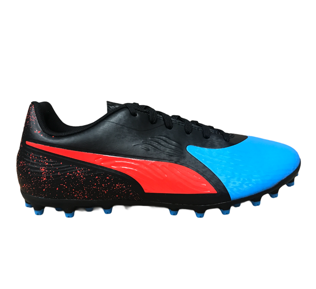 Puma scarpa da calcio da uomo One 19.4 MG 105493 01 blu azzurro rosso frontale