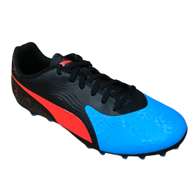 Puma scarpa da calcio da uomo One 19.4 MG 105493 01 blu azzurro rosso laterale