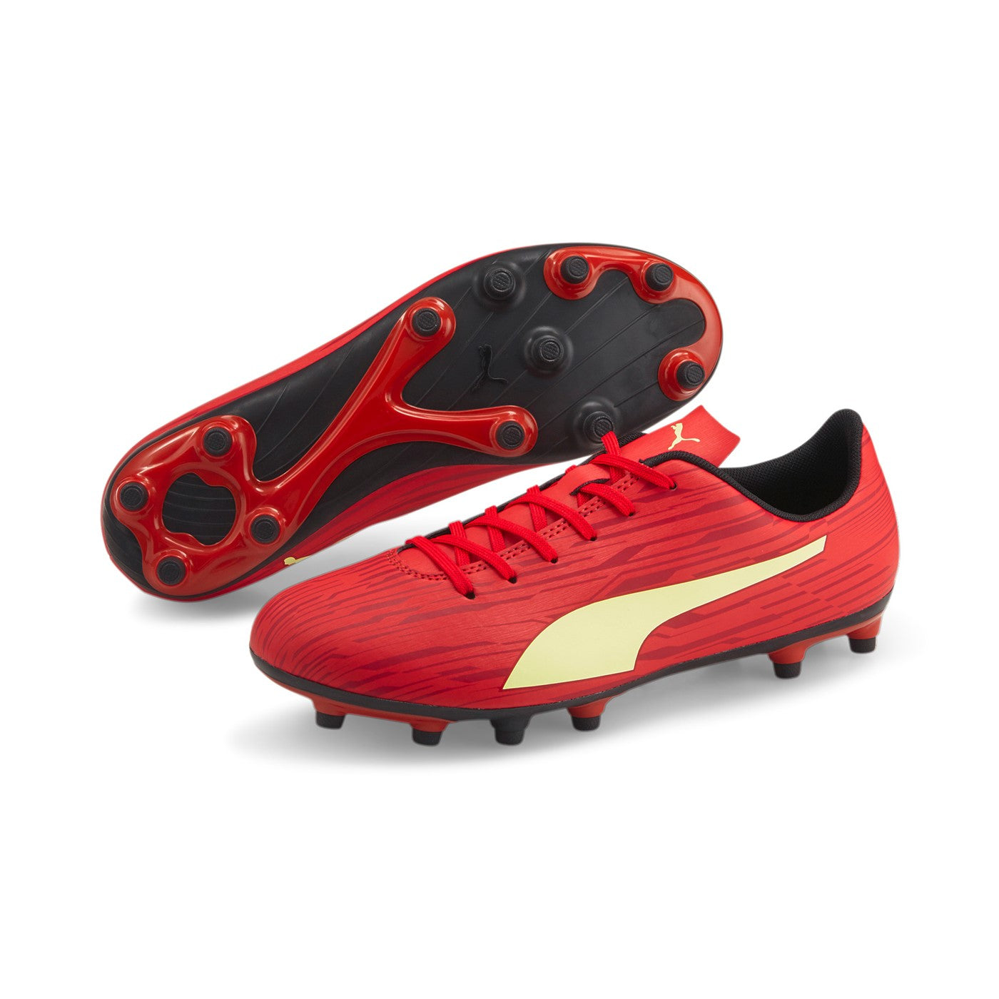 Puma scarpa da calcio da uomo Rapido III FG-AG 106572 07 red-fresh yellow-chili pepper suola