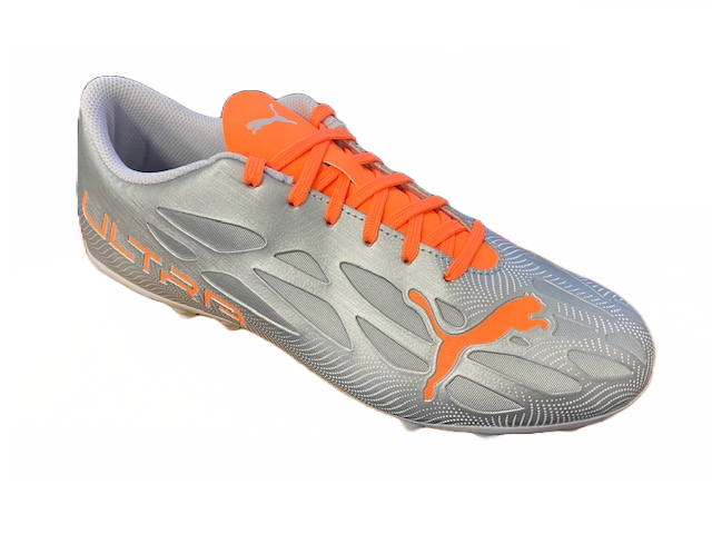 Puma scarpa da calcio da uomo Ultra 4.4 MG 106734 01 diamond silver-neon citrus laterale