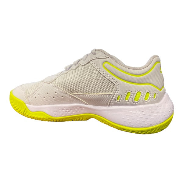 Puma scarpa da tennis padel da ragazzi Solarsmash RCT Jr 106950 01 bianco-nero-giallo retro