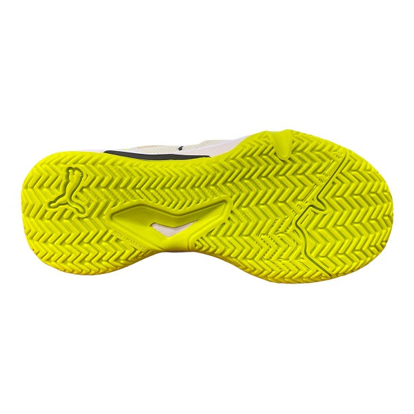 Puma scarpa da tennis padel da ragazzi Solarsmash RCT Jr 106950 01 bianco-nero-giallo suola