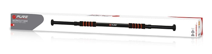 Sbarra trazioni Pure 2Improve P2I202120 montata su porta per allenamento fitness casa, scatola