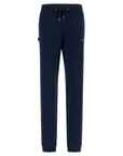 Freddy pantalone sportivo in interlock  con stampa in argento e fondo con polsino S3WBCP8 B94 blu navy
